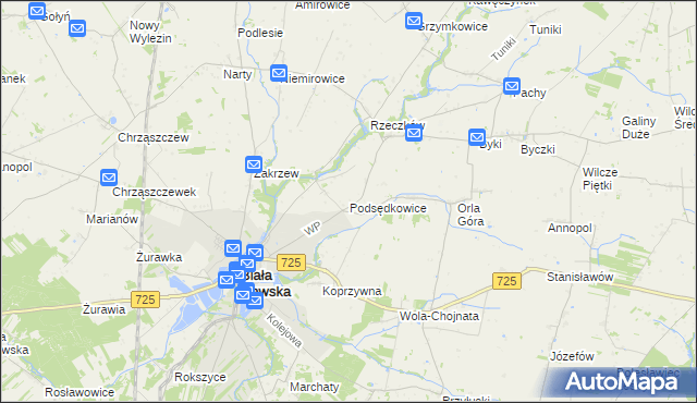 mapa Podsędkowice, Podsędkowice na mapie Targeo