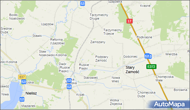 mapa Podstary Zamość, Podstary Zamość na mapie Targeo