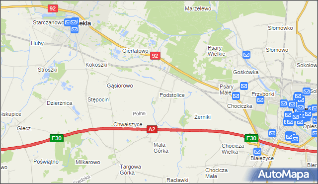 mapa Podstolice gmina Nekla, Podstolice gmina Nekla na mapie Targeo