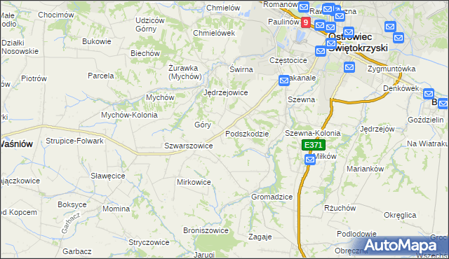 mapa Podszkodzie, Podszkodzie na mapie Targeo