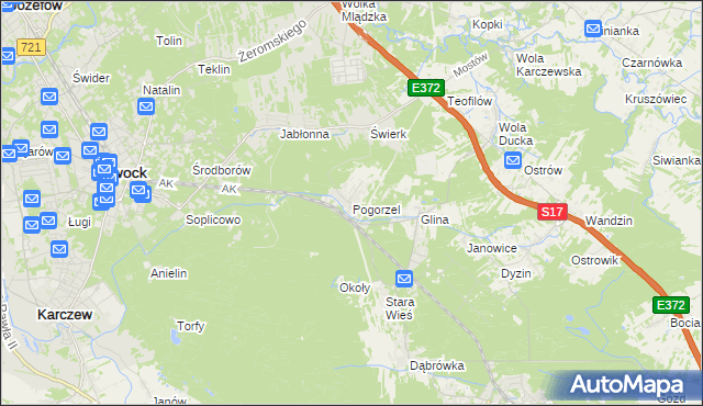 mapa Pogorzel gmina Celestynów, Pogorzel gmina Celestynów na mapie Targeo