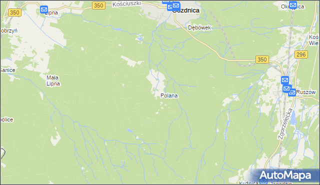 mapa Polana gmina Węgliniec, Polana gmina Węgliniec na mapie Targeo