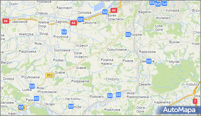 mapa Polanka Hallera, Polanka Hallera na mapie Targeo