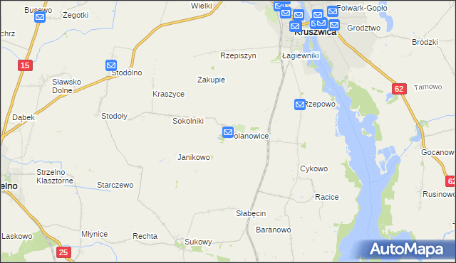 mapa Polanowice gmina Kruszwica, Polanowice gmina Kruszwica na mapie Targeo