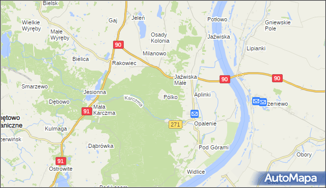 mapa Pólko gmina Gniew, Pólko gmina Gniew na mapie Targeo