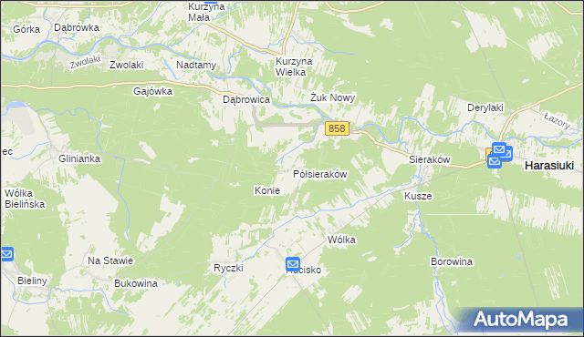 mapa Półsieraków, Półsieraków na mapie Targeo