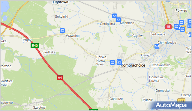 mapa Polska Nowa Wieś, Polska Nowa Wieś na mapie Targeo