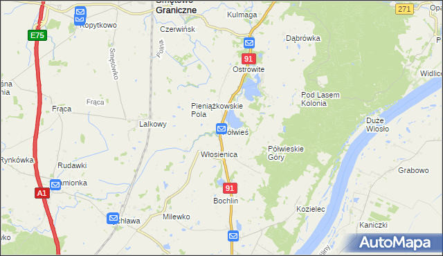 mapa Półwieś gmina Gniew, Półwieś gmina Gniew na mapie Targeo