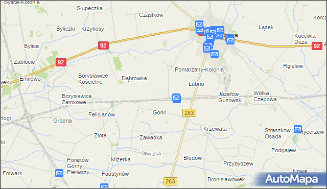 mapa Pomarzany Fabryczne, Pomarzany Fabryczne na mapie Targeo