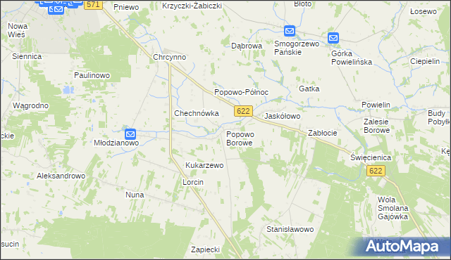 mapa Popowo Borowe, Popowo Borowe na mapie Targeo