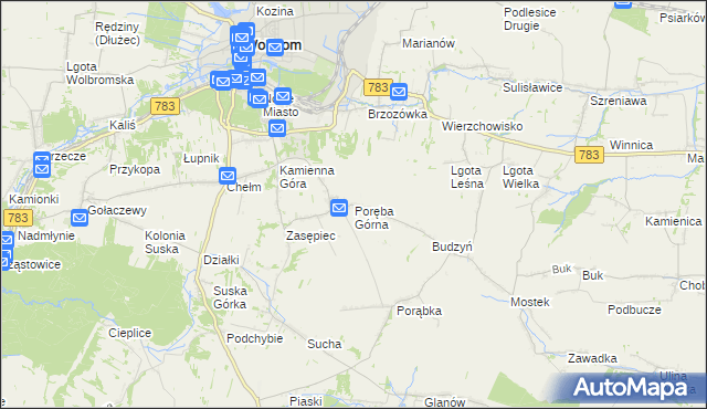 mapa Poręba Górna, Poręba Górna na mapie Targeo