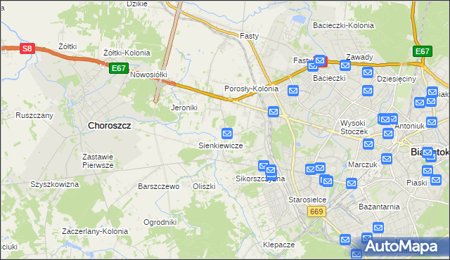 mapa Porosły, Porosły na mapie Targeo