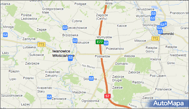 mapa Poskwitów, Poskwitów na mapie Targeo