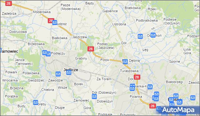 mapa Potok gmina Jedlicze, Potok gmina Jedlicze na mapie Targeo