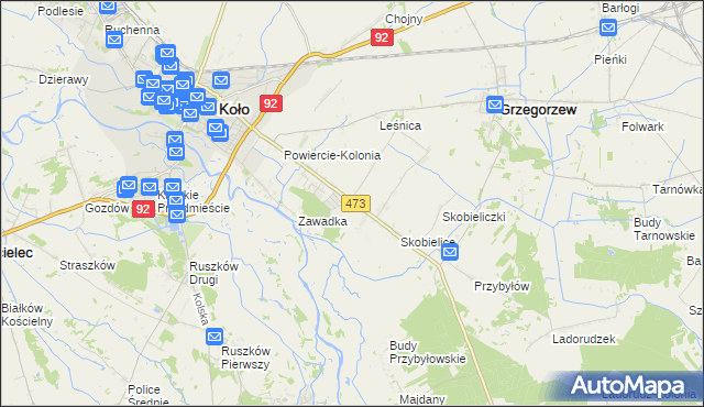 mapa Powiercie, Powiercie na mapie Targeo