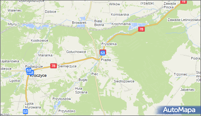 mapa Pradła, Pradła na mapie Targeo