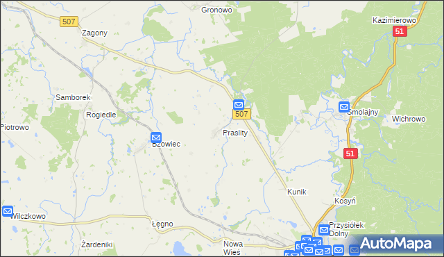 mapa Praslity, Praslity na mapie Targeo