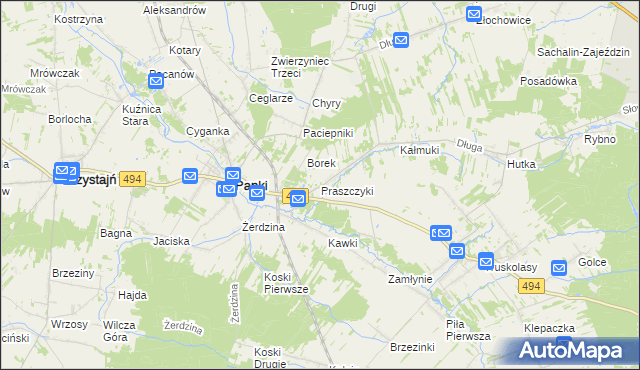 mapa Praszczyki, Praszczyki na mapie Targeo