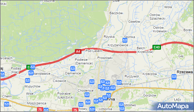 mapa Proszówki, Proszówki na mapie Targeo