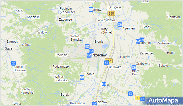 mapa Przecław powiat mielecki, Przecław powiat mielecki na mapie Targeo
