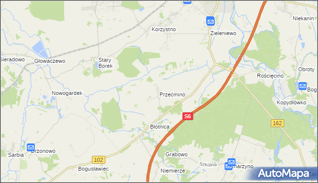 mapa Przećmino, Przećmino na mapie Targeo