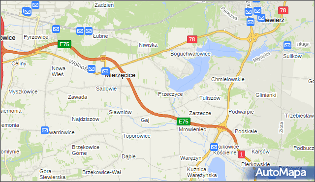 mapa Przeczyce, Przeczyce na mapie Targeo