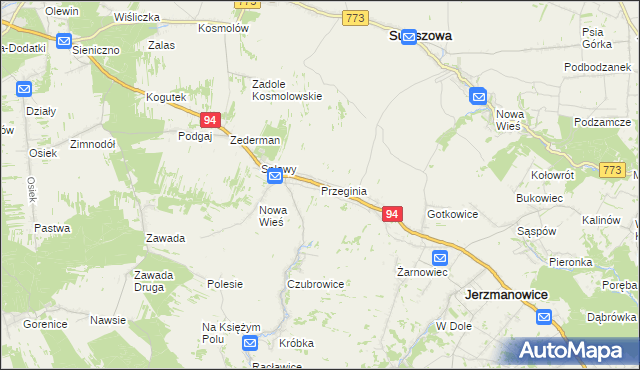 mapa Przeginia, Przeginia na mapie Targeo