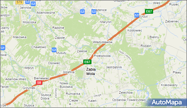 mapa Przeszkoda gmina Żabia Wola, Przeszkoda gmina Żabia Wola na mapie Targeo