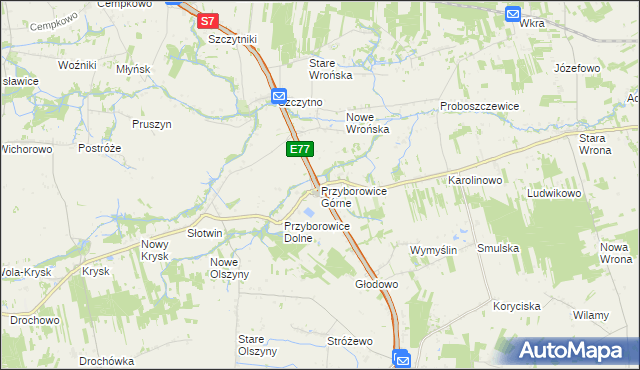 mapa Przyborowice Górne, Przyborowice Górne na mapie Targeo
