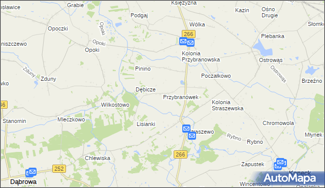 mapa Przybranówek, Przybranówek na mapie Targeo