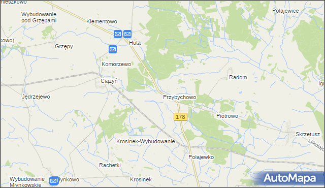 mapa Przybychowo, Przybychowo na mapie Targeo