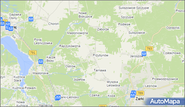 mapa Przybynów, Przybynów na mapie Targeo