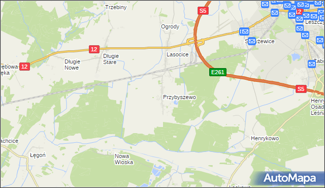 mapa Przybyszewo gmina Święciechowa, Przybyszewo gmina Święciechowa na mapie Targeo