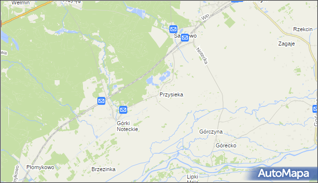 mapa Przysieka gmina Zwierzyn, Przysieka gmina Zwierzyn na mapie Targeo