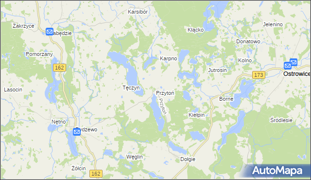 mapa Przytoń gmina Ostrowice, Przytoń gmina Ostrowice na mapie Targeo