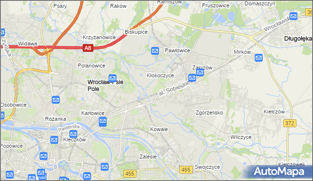 mapa Psie Pole gmina Wrocław, Psie Pole gmina Wrocław na mapie Targeo