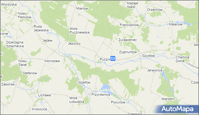 mapa Puczniew, Puczniew na mapie Targeo