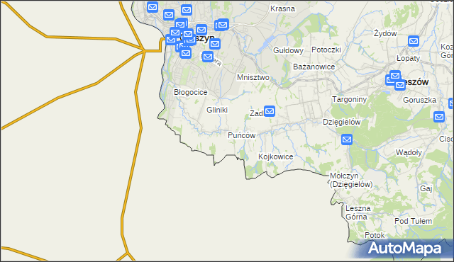 mapa Puńców, Puńców na mapie Targeo