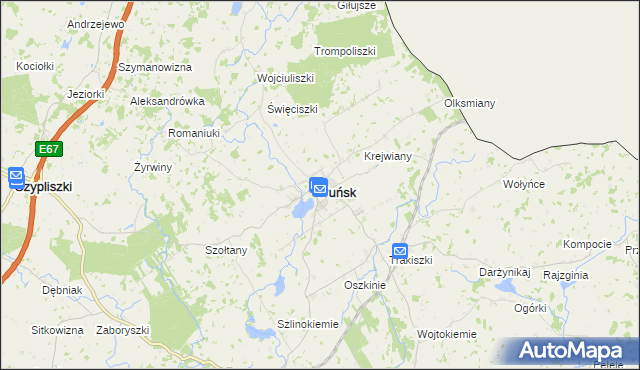 mapa Puńsk, Puńsk na mapie Targeo