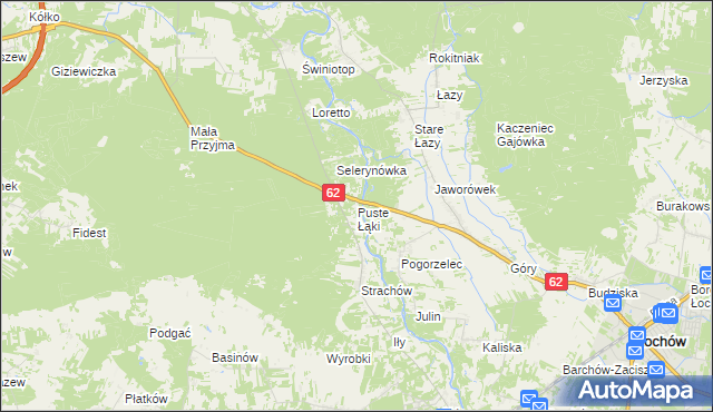 mapa Puste Łąki, Puste Łąki na mapie Targeo