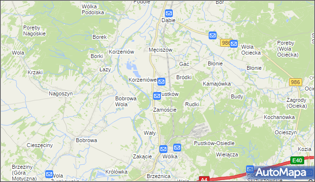 mapa Pustków gmina Dębica, Pustków gmina Dębica na mapie Targeo