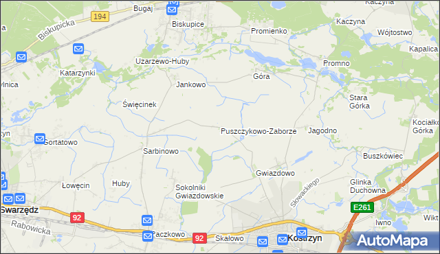 mapa Puszczykowo-Zaborze, Puszczykowo-Zaborze na mapie Targeo