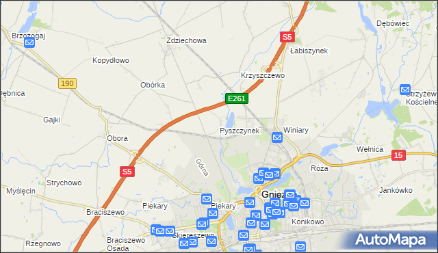 mapa Pyszczynek, Pyszczynek na mapie Targeo