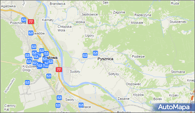mapa Pysznica, Pysznica na mapie Targeo