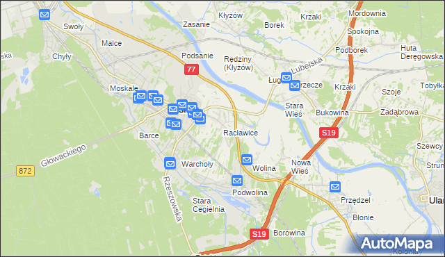 mapa Racławice gmina Nisko, Racławice gmina Nisko na mapie Targeo