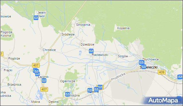 mapa Racławiczki, Racławiczki na mapie Targeo