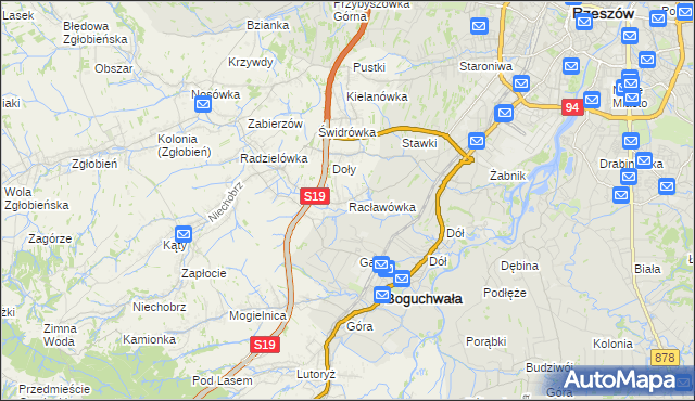 mapa Racławówka, Racławówka na mapie Targeo