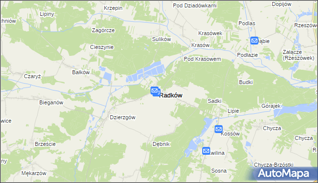 mapa Radków powiat włoszczowski, Radków powiat włoszczowski na mapie Targeo