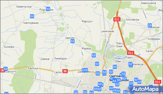 mapa Radłów gmina Raszków, Radłów gmina Raszków na mapie Targeo