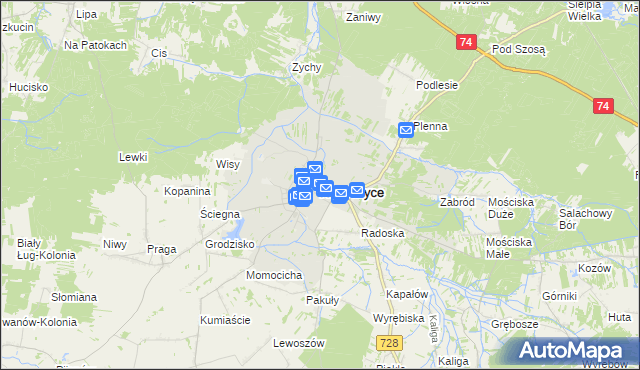 mapa Radoszyce powiat konecki, Radoszyce powiat konecki na mapie Targeo